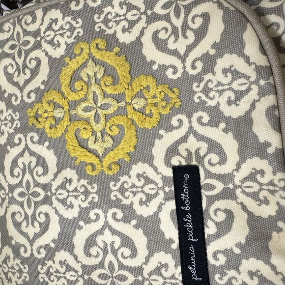 Petunia Pickle Bottom Diaper Bag Backpack Floral Pattern, Grey White Yellow - Picture 5 of 10